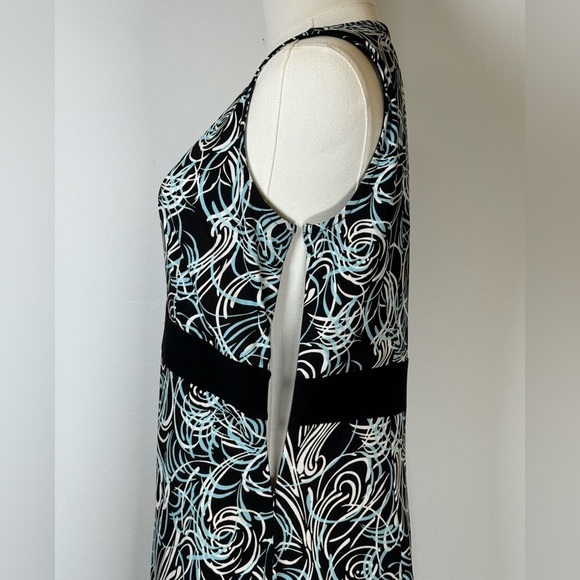 Ann Taylor LOFT Sleeveless Sheath Dress Abstract Blue Black Women’s Size 6 - Picture 7 of 9